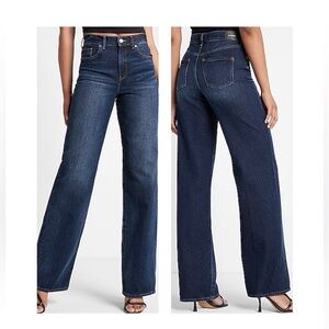 Express Dark Blue Women's Wide Leg Jeans